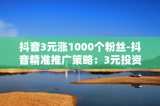 抖音3元涨1000个粉丝-抖音精准推广策略：3元投资涨粉1000，效益最大化实战指南